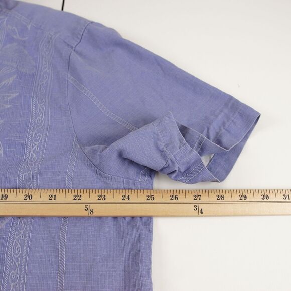Tommy Bahama Blue 100% Silk Floral Short Sleeve Relaxed Button Camp Shirt Sz XL - Picture 3 of 9
